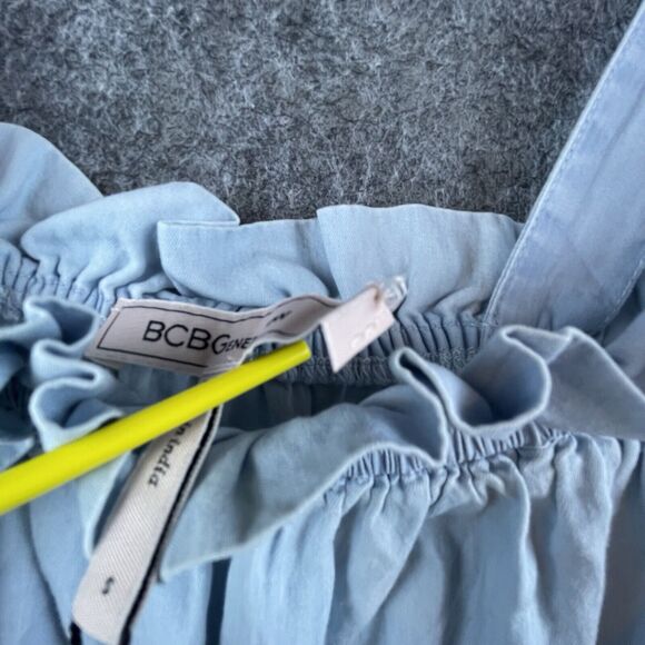 BCBGeneration Dress Small Light Blue Milkmaid Country Peasant Tiered Ruffle - Picture 6 of 8